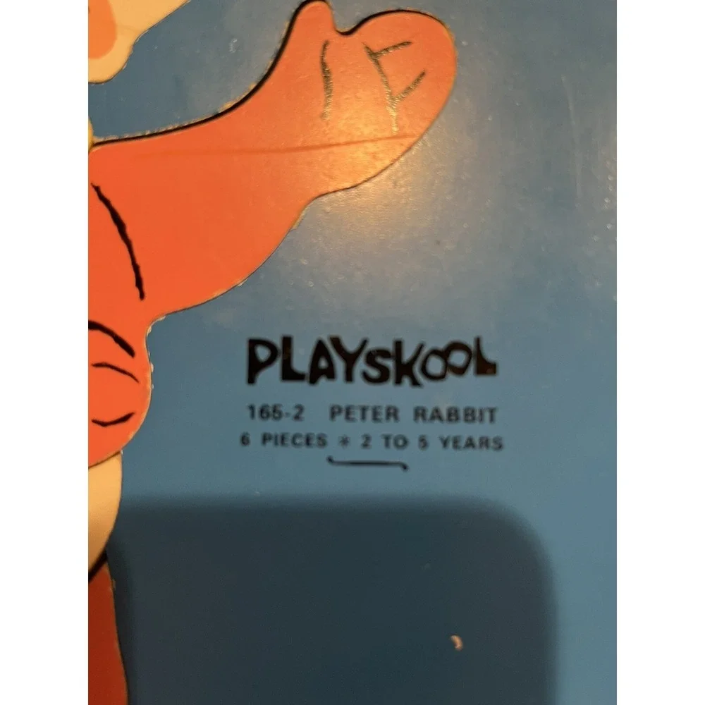 VTG Playskool Wooden Puzzles Mickey Mouse & Peter Rabbit 1970's Young Child